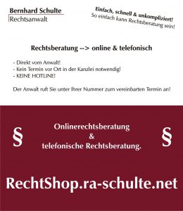 Telefonische Rechtsberatung & Onlinerechtsberatung direkt vom Anwalt.